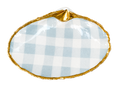 Blue Gingham Clam Keepsake Dish