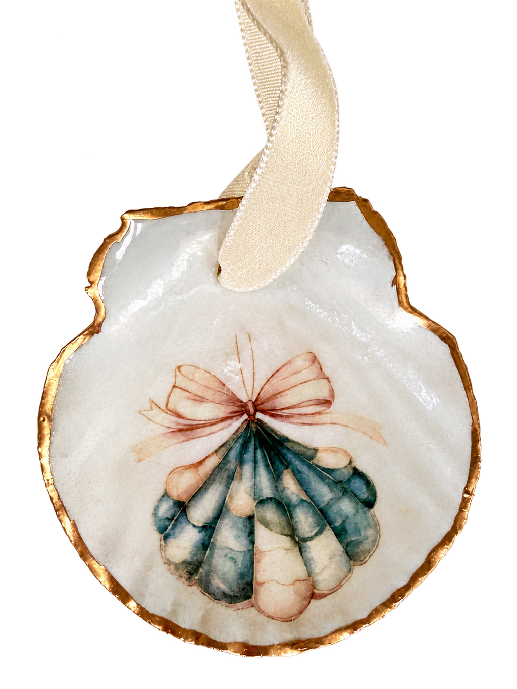 Coastal Christmas Scallop Shell Ornament