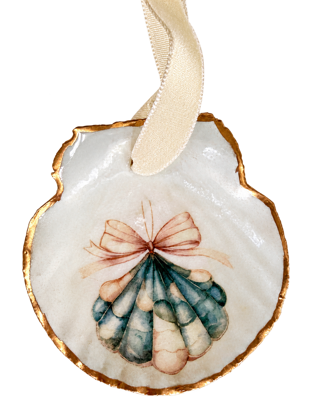 Coastal Christmas Scallop Shell Ornament