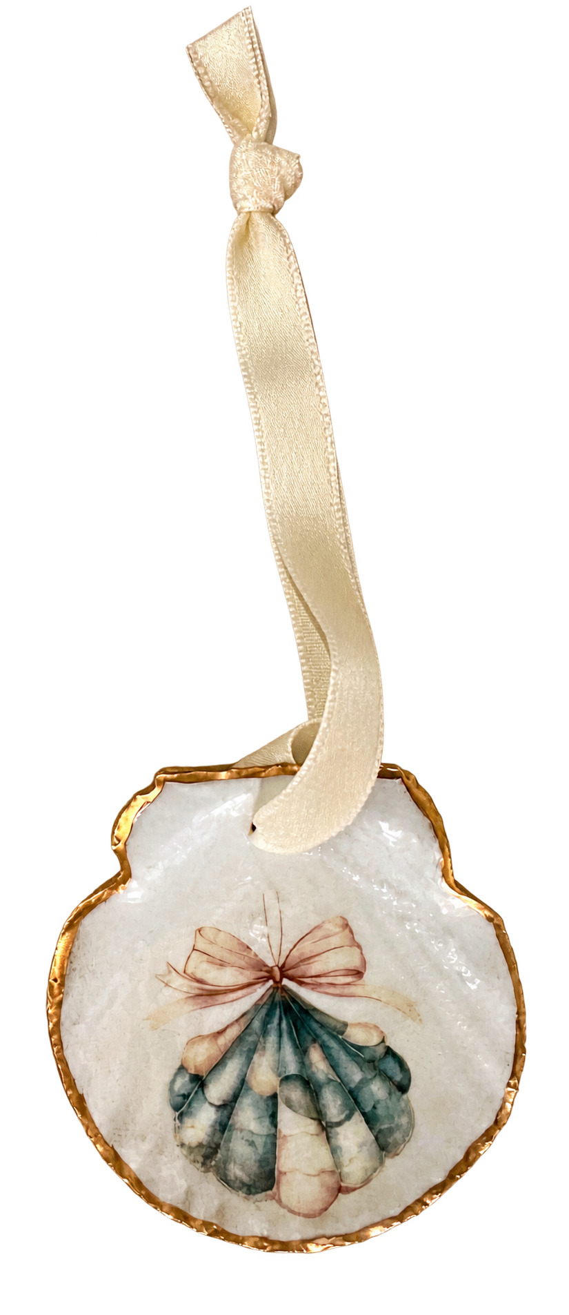 Coastal Christmas Scallop Shell Ornament