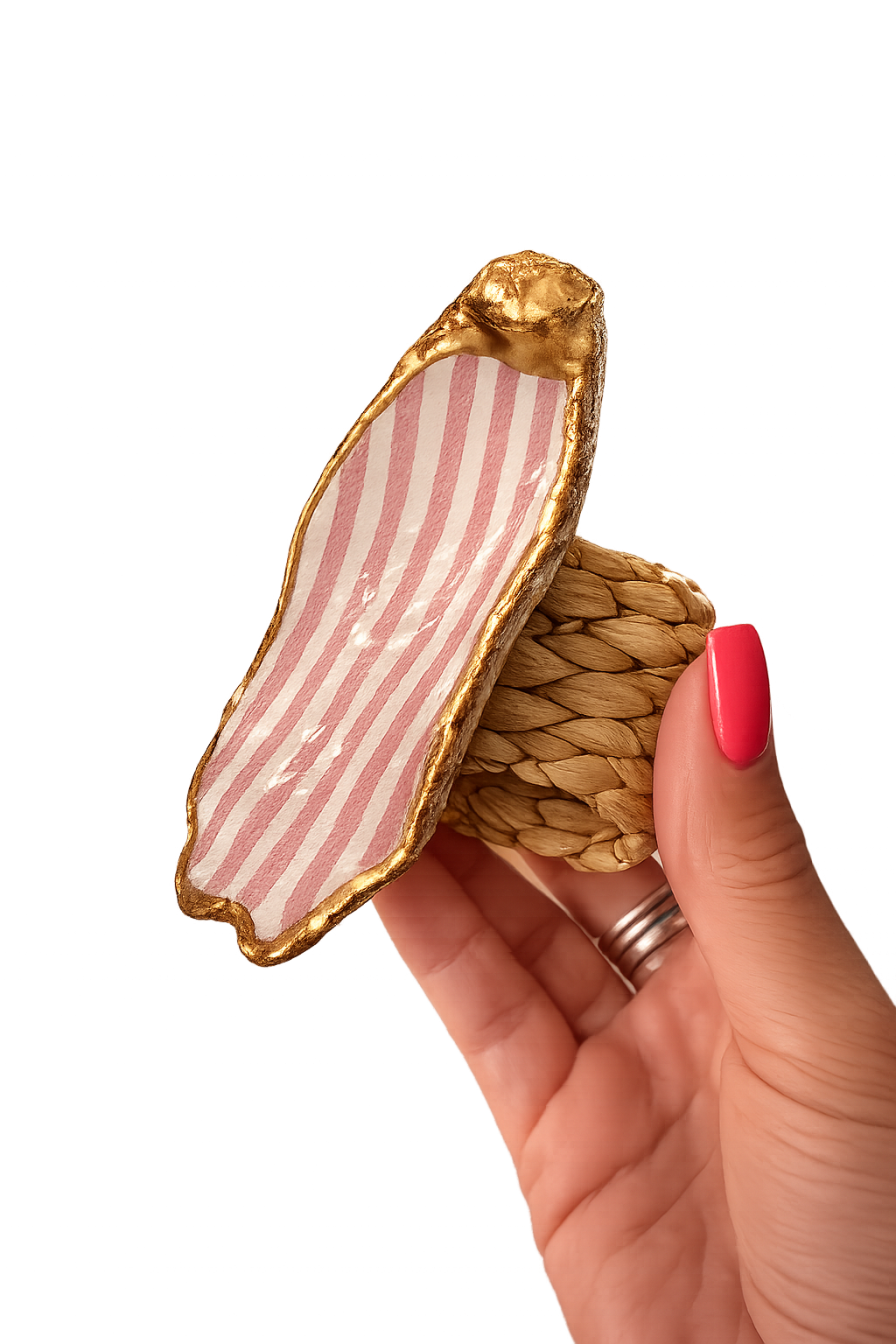 Pink Seersucker Napkin Ring