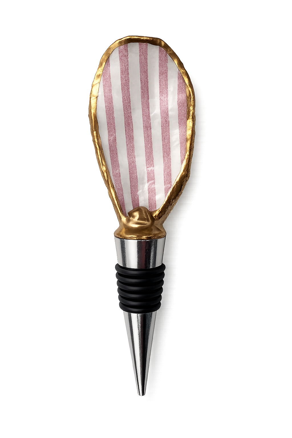 Pink Seersucker Wine Bottle Stopper